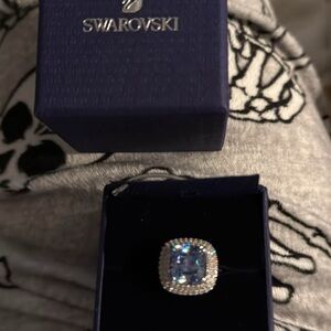 Swarovski Silver Ring with Blue Crystal